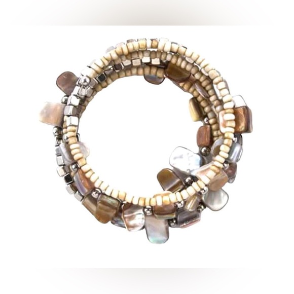 COPY - NWT Paua shell/glass seed beaded multi-strand boho 22" necklace, wrap br… - Picture 2 of 7